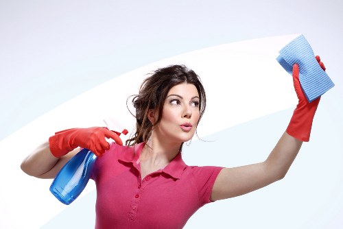 Carpet cleaning tools ready for use in a domestic property